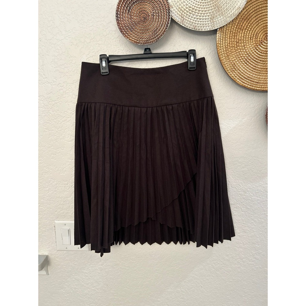 Salvatore Ferragamo brown vintage pleated skirt 100% wool size 10